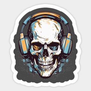 Skull with headphones Sticker